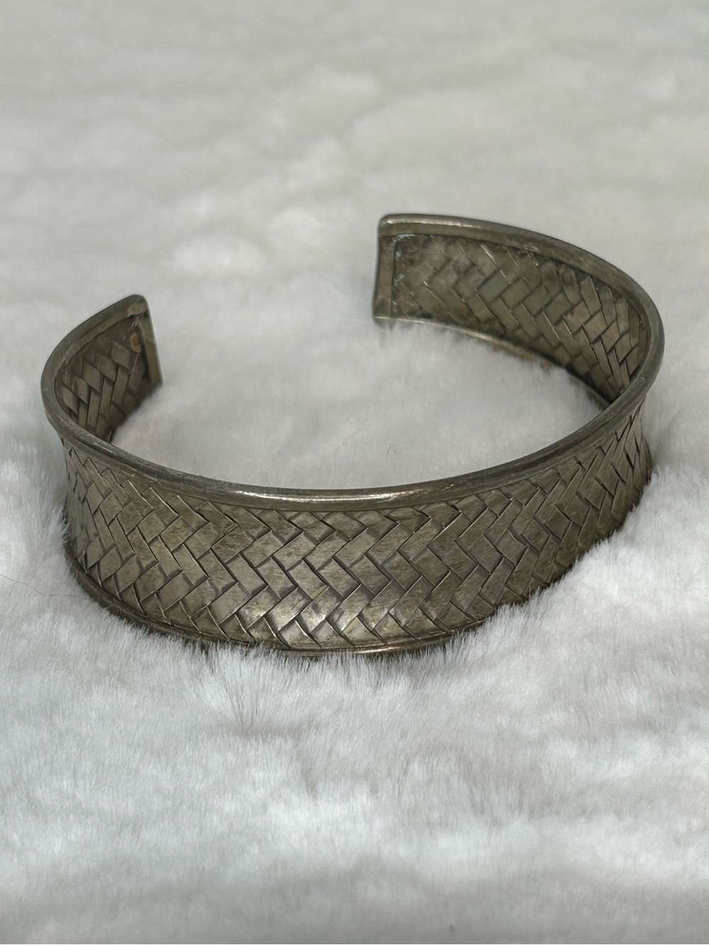 STERLING SILVER 925 BASKET WEAVE CUFF BRACELET